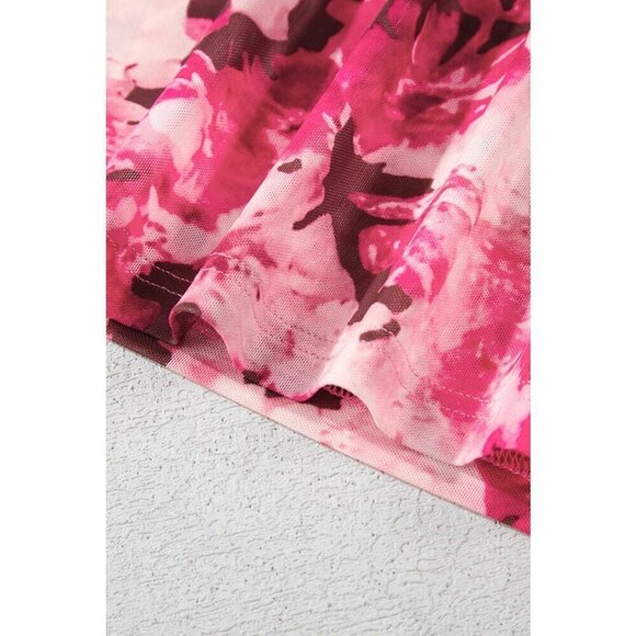 NWT FLORA Pink Floral Print Sheer Mesh Longsleeve - Picture 12 of 12